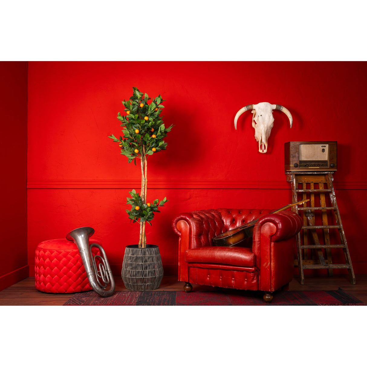 Kunstpflanze – Kunststoffmaterial, Mediterranes Design, Dekorative Früchte - Orangenbaum | NeverLeafs