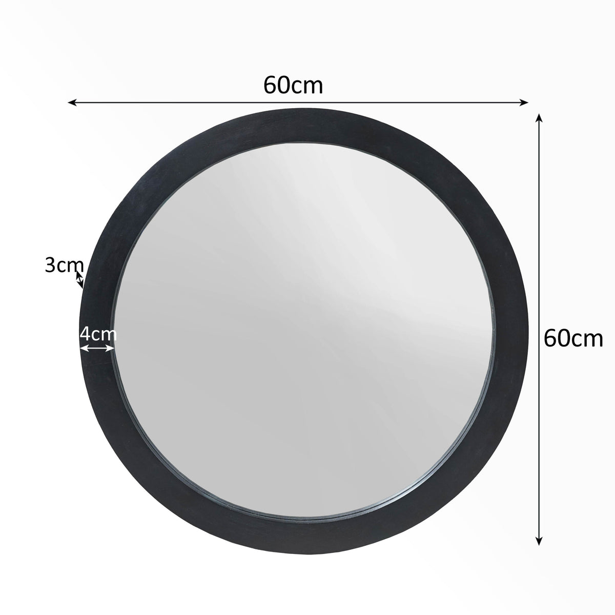 Mirror - Round Design, Mango Wood Frame, Black Lacquer Finish – Dide | Starfurn