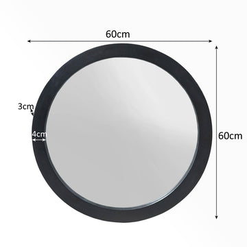 Mirror - Round Design, Mango Wood Frame, Black Lacquer Finish – Dide | Starfurn