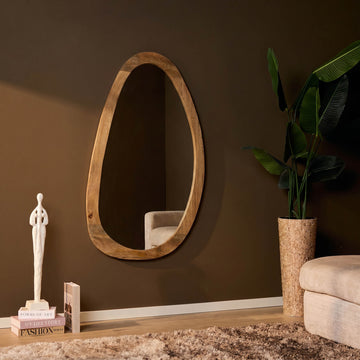 Mirror - Mango Wood Material, Natural Finish, Organic Design - Lou | Starfurn