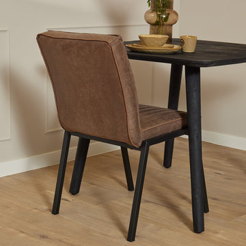 Dining Chair – Industrial Design, Brown Faux Leather, Steel Frame – Tivoli | Starfurn