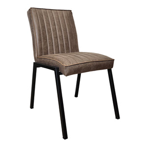 Dining Chair – Industrial Design, Brown Faux Leather, Steel Frame – Tivoli | Starfurn