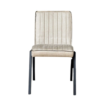 Esszimmerstuhl – Kunstleder Beige, Schwarzes Metallgestell, Kontrastnaht – Tivoli | Starfurn