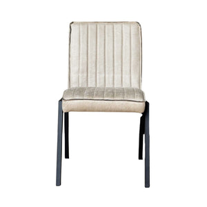Esszimmerstuhl – Kunstleder Beige, Schwarzes Metallgestell, Kontrastnaht – Tivoli | Starfurn