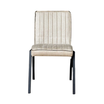 Esszimmerstuhl – Kunstleder Beige, Schwarzes Metallgestell, Kontrastnaht – Tivoli | Starfurn