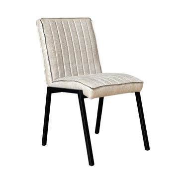 Esszimmerstuhl – Kunstleder Beige, Schwarzes Metallgestell, Kontrastnaht – Tivoli | Starfurn