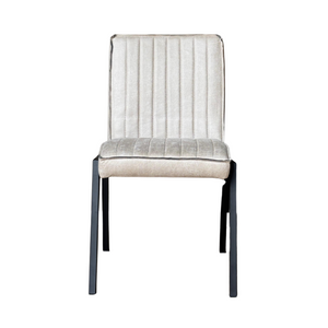 Esszimmerstuhl – Kunstleder Beige, Schwarzes Metallgestell, Kontrastnaht – Tivoli | Starfurn