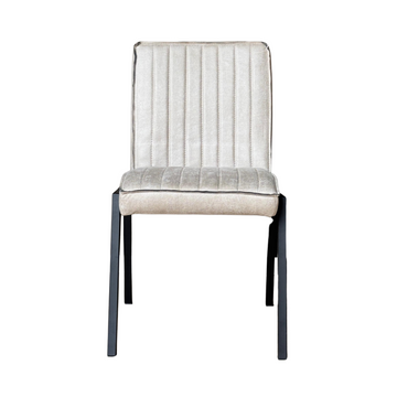 Esszimmerstuhl – Kunstleder Beige, Schwarzes Metallgestell, Kontrastnaht – Tivoli | Starfurn