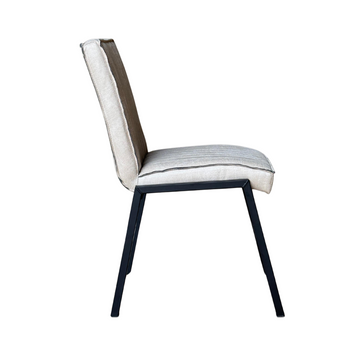 Esszimmerstuhl – Kunstleder Beige, Schwarzes Metallgestell, Kontrastnaht – Tivoli | Starfurn