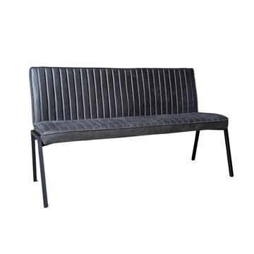 Esszimmerbank – Kunstleder Anthrazit, Schwarzes Metallgestell, Kontrastnaht, 155 cm – Tivoli | Starfurn