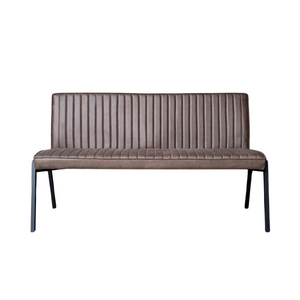 Esszimmerbank – Kunstleder Braun, Schwarzes Metallgestell, Kontrastnaht, 155 cm – Tivoli | Starfurn