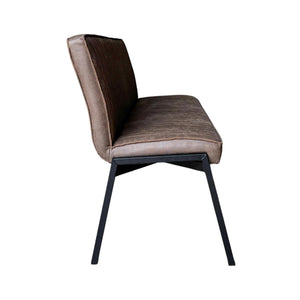 Esszimmerbank – Kunstleder Braun, Schwarzes Metallgestell, Kontrastnaht, 155 cm – Tivoli | Starfurn