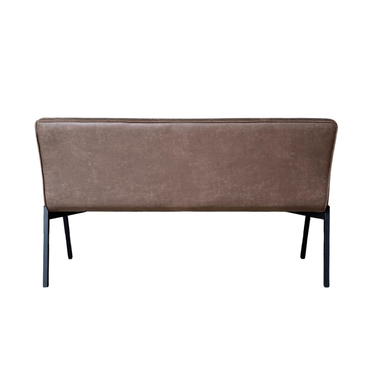Esszimmerbank – Kunstleder Braun, Schwarzes Metallgestell, Kontrastnaht, 155 cm – Tivoli | Starfurn