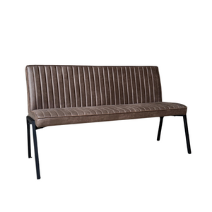 Esszimmerbank – Kunstleder Braun, Schwarzes Metallgestell, Kontrastnaht, 155 cm – Tivoli | Starfurn