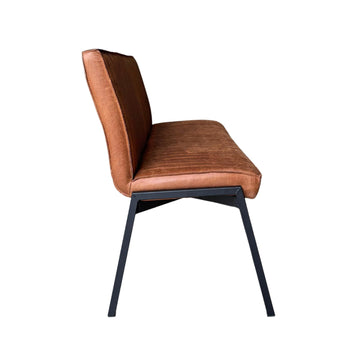 Esszimmerbank – Kunstleder Cognac, Schwarzes Metallgestell, Kontrastnaht, 155 cm - Tivoli | Starfurn