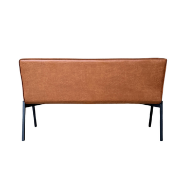 Esszimmerbank – Kunstleder Cognac, Schwarzes Metallgestell, Kontrastnaht, 155 cm - Tivoli | Starfurn