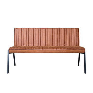 Esszimmerbank – Kunstleder Cognac, Schwarzes Metallgestell, Kontrastnaht, 155 cm - Tivoli | Starfurn