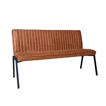 Esszimmerbank – Kunstleder Cognac, Schwarzes Metallgestell, Kontrastnaht, 155 cm - Tivoli | Starfurn