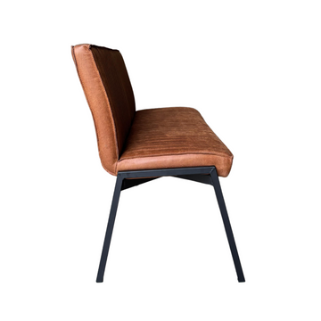 Esszimmerbank – Kunstleder Cognac, Schwarzes Metallgestell, Kontrastnaht, 155 cm - Tivoli | Starfurn