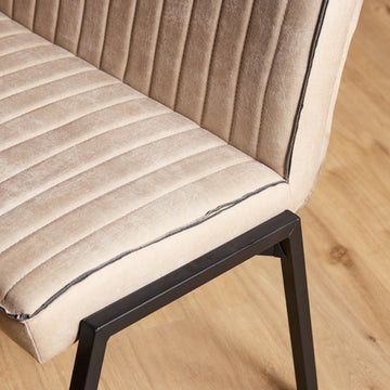 Esszimmerbank – Kunstleder Beige, Schwarzes Metallgestell, Kontrastnaht, 155 cm – Tivoli | Starfurn