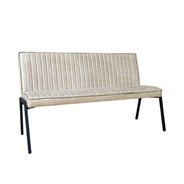 Esszimmerbank – Kunstleder Beige, Schwarzes Metallgestell, Kontrastnaht, 155 cm – Tivoli | Starfurn