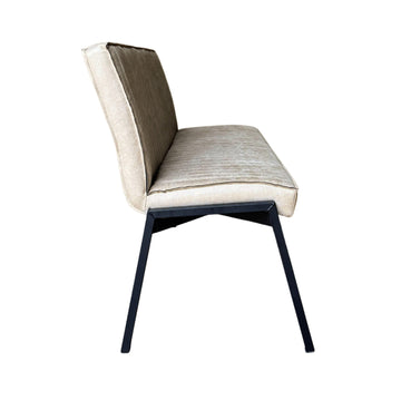 Esszimmerbank – Kunstleder Beige, Schwarzes Metallgestell, Kontrastnaht, 155 cm – Tivoli | Starfurn