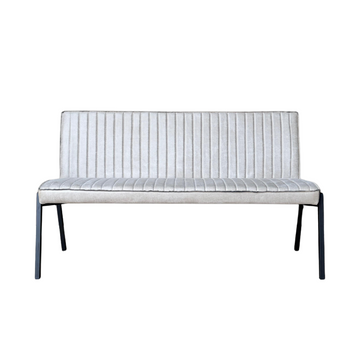Esszimmerbank – Kunstleder Beige, Schwarzes Metallgestell, Kontrastnaht, 155 cm – Tivoli | Starfurn