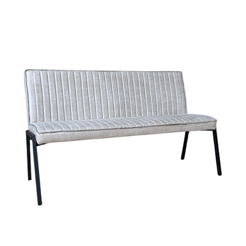 Esszimmerbank – Kunstleder Beige, Schwarzes Metallgestell, Kontrastnaht, 155 cm – Tivoli | Starfurn