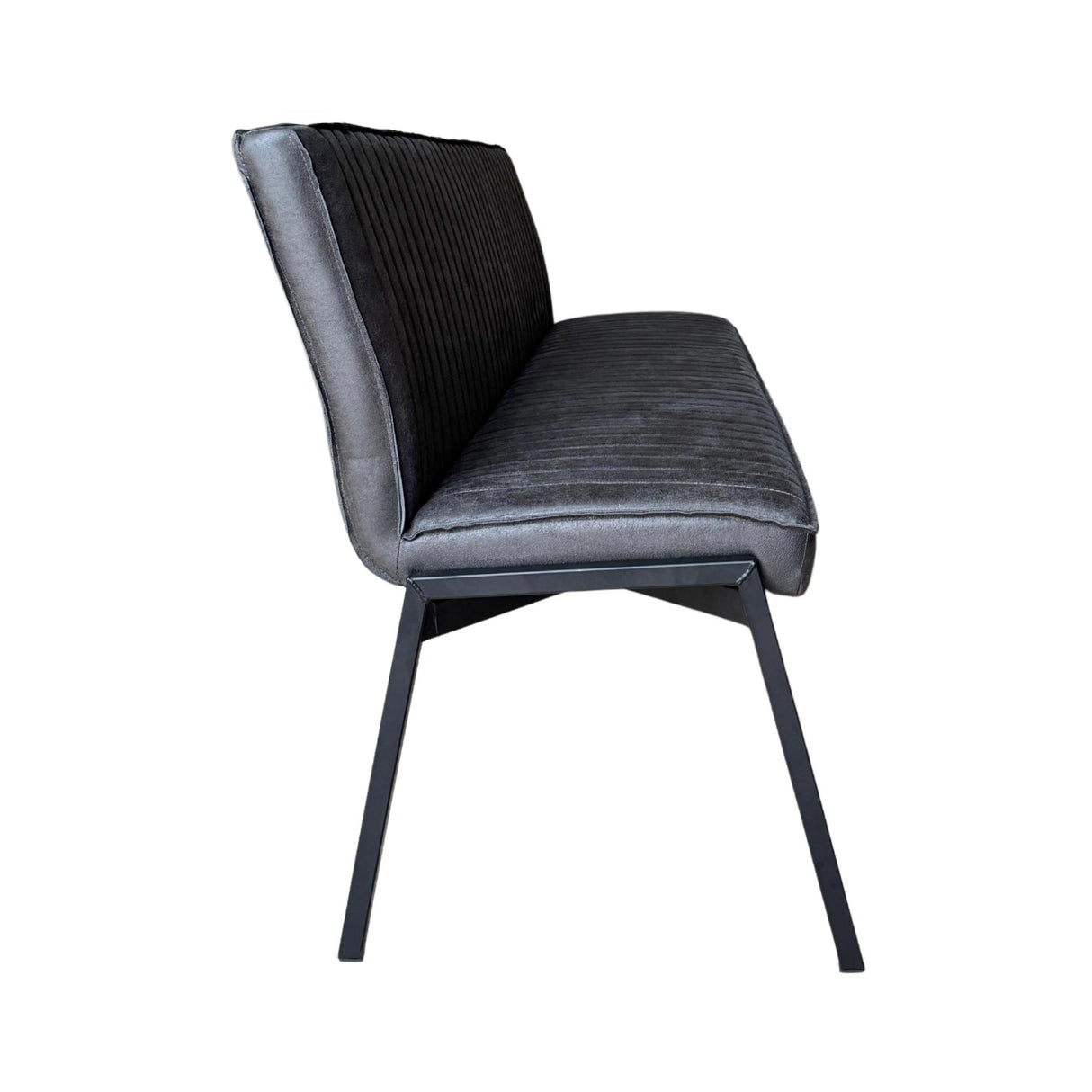 Dining Bench – Eco-Leather Upholstery, Bull Anthracite Cover, Contrast Stitching, Matte Black Steel Frame – Tivoli Bull | Starfurn