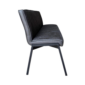 Dining Bench – Eco-Leather Upholstery, Bull Anthracite Cover, Contrast Stitching, Matte Black Steel Frame – Tivoli Bull | Starfurn