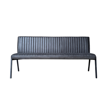 Esszimmerbank – Kunstleder Anthrazit, Schwarzes Metallgestell, Kontrastnaht, 185 cm – Tivoli | Starfurn