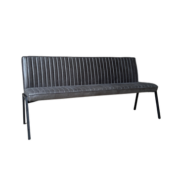 Esszimmerbank – Kunstleder Anthrazit, Schwarzes Metallgestell, Kontrastnaht, 185 cm – Tivoli | Starfurn