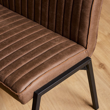 Esszimmerbank – Kunstleder Braun, Schwarzes Metallgestell, Kontrastnaht, 185 cm – Tivoli | Starfurn