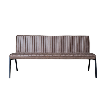 Esszimmerbank – Kunstleder Braun, Schwarzes Metallgestell, Kontrastnaht, 185 cm – Tivoli | Starfurn