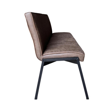 Esszimmerbank – Kunstleder Braun, Schwarzes Metallgestell, Kontrastnaht, 185 cm – Tivoli | Starfurn