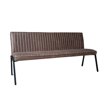 Esszimmerbank – Kunstleder Braun, Schwarzes Metallgestell, Kontrastnaht, 185 cm – Tivoli | Starfurn