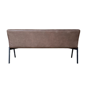 Esszimmerbank – Kunstleder Braun, Schwarzes Metallgestell, Kontrastnaht, 185 cm – Tivoli | Starfurn
