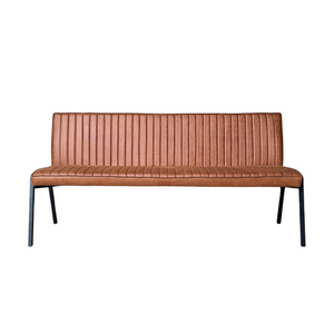 Esszimmerbank – Kunstleder Cognac, Schwarzes Metallgestell, Kontrastnaht, 185 cm – Tivoli | Starfurn