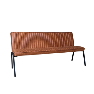 Esszimmerbank – Kunstleder Cognac, Schwarzes Metallgestell, Kontrastnaht, 185 cm – Tivoli | Starfurn