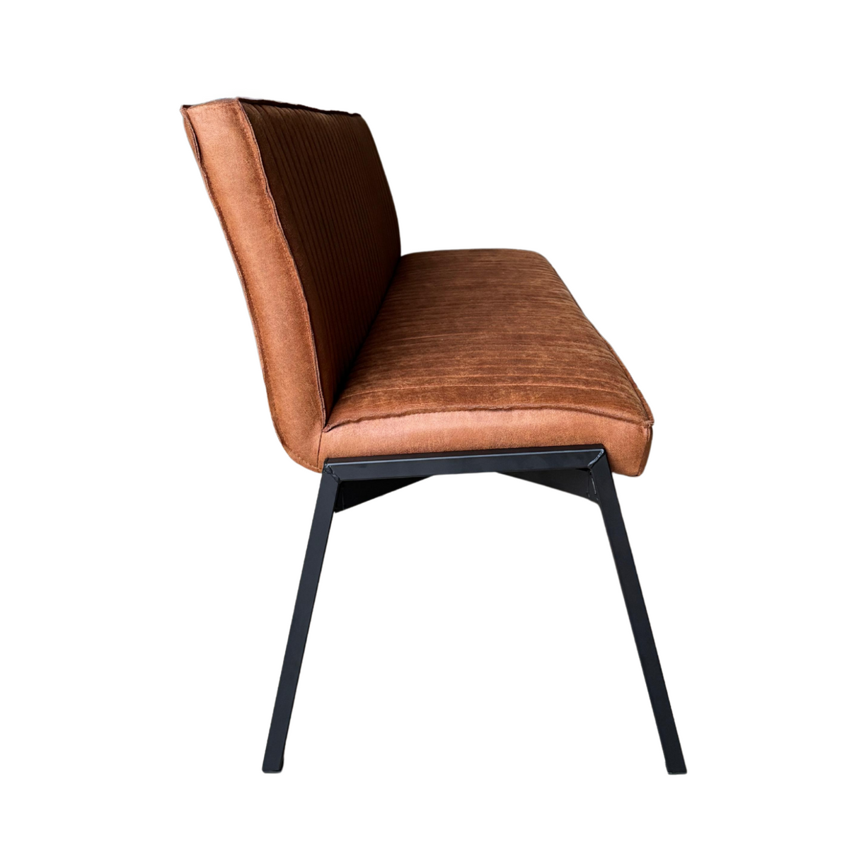 Esszimmerbank – Kunstleder Cognac, Schwarzes Metallgestell, Kontrastnaht, 185 cm – Tivoli | Starfurn