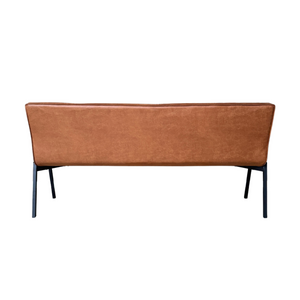 Esszimmerbank – Kunstleder Cognac, Schwarzes Metallgestell, Kontrastnaht, 185 cm – Tivoli | Starfurn