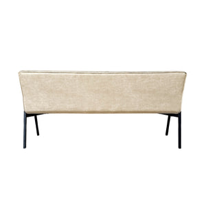 Dining bench - Beige leather, contrast stitching, decorative stitching, steel frame - Tivoli Bull | Starfurn