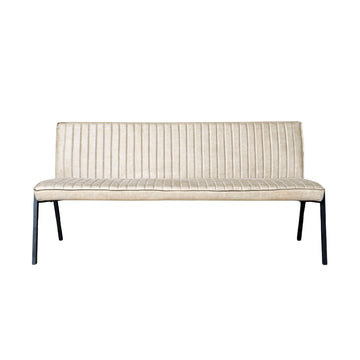 Esszimmerbank – Kunstleder Beige, Schwarzes Metallgestell, Kontrastnaht, 185 cm – Tivoli | Starfurn