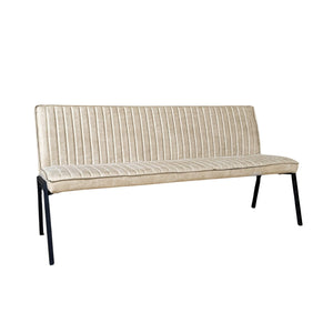 Dining bench - Beige leather, contrast stitching, decorative stitching, steel frame - Tivoli Bull | Starfurn