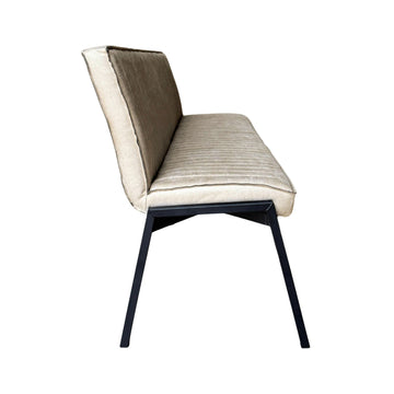 Esszimmerbank – Kunstleder Beige, Schwarzes Metallgestell, Kontrastnaht, 185 cm – Tivoli | Starfurn