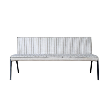 Esszimmerbank – Kunstleder Beige, Schwarzes Metallgestell, Kontrastnaht, 185 cm – Tivoli | Starfurn