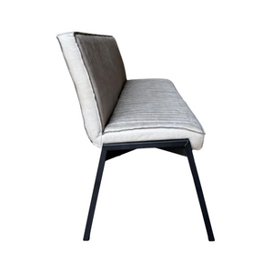 Dining bench - Beige leather, contrast stitching, decorative stitching, steel frame - Tivoli Bull | Starfurn