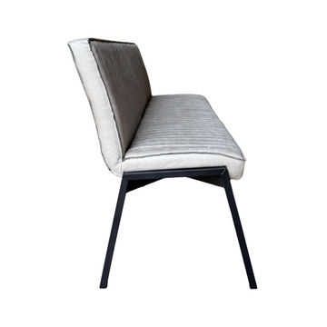 Esszimmerbank – Kunstleder Beige, Schwarzes Metallgestell, Kontrastnaht, 185 cm – Tivoli | Starfurn
