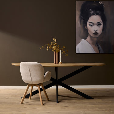 Dining Table – Oak, Organic Shape, Matrix Base – Cloud | Starfurn