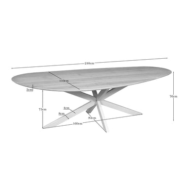 Dining Table – Oak Tabletop, Metal Frame, Organic Shape – Cloud | Starfurn